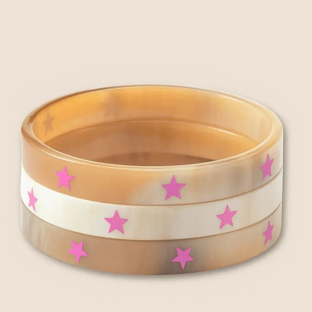 Bijoux - Bracelet Corne 10mm Etoile Rose Vif 34 - VENTILLO - MALUNE