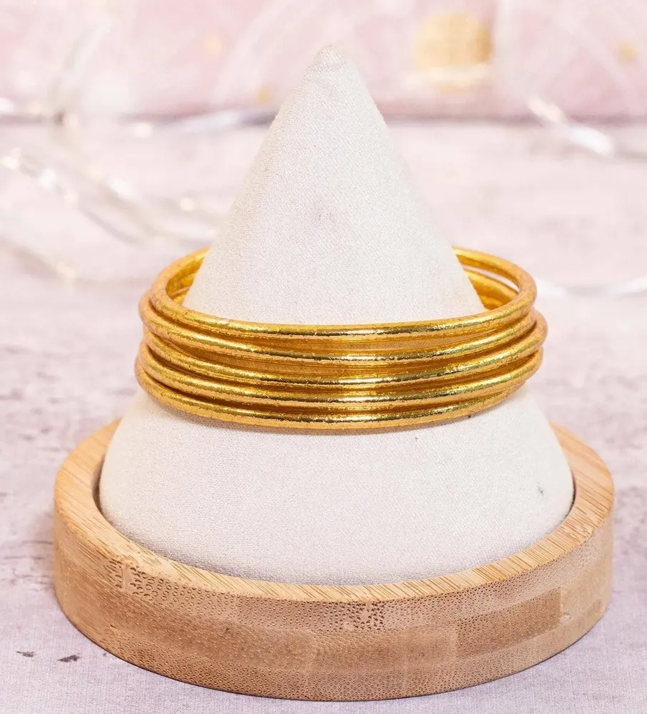 Bijoux - Jonc Bouddhiste Traditionnel Fin Dore - VENTILLO - MALUNE