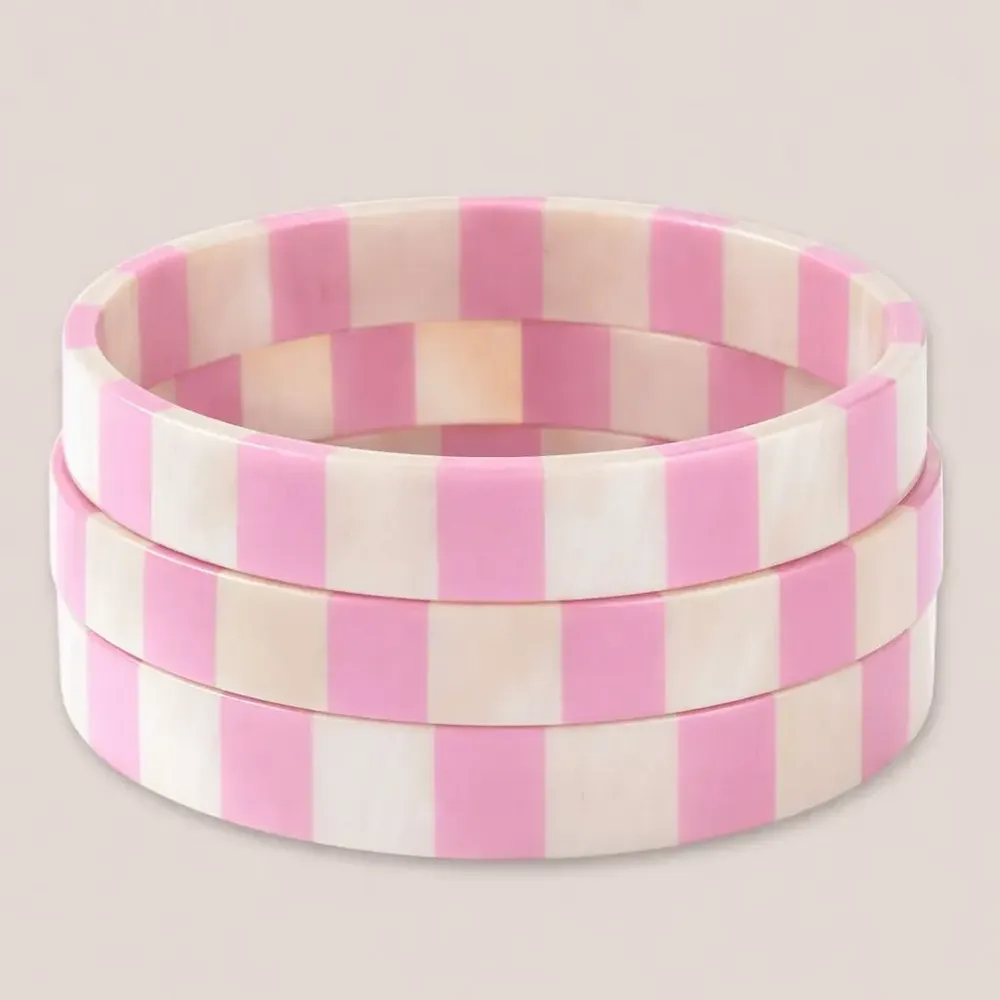 Jewelry - Bracelet Corne 10mm Rayure Rose Pastel 21 - VENTILLO - MALUNE