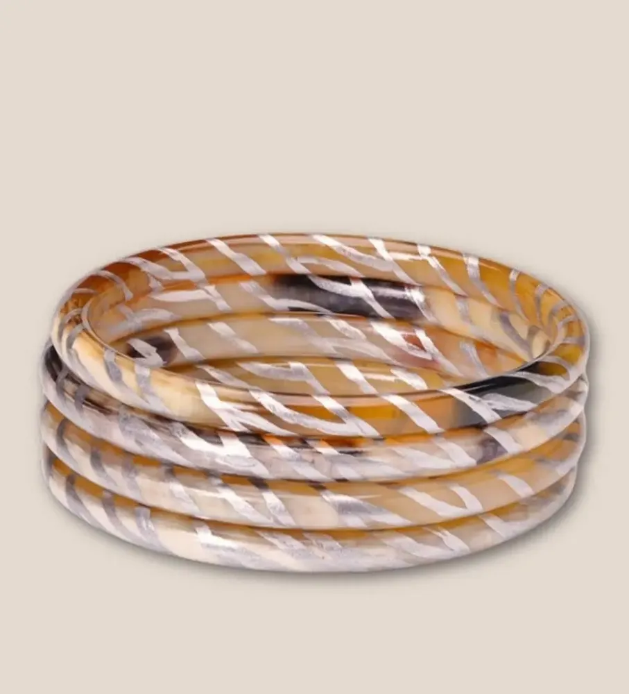 Bijoux - Bracelet Corne 6mm Zébre Argent 03 - VENTILLO - MALUNE