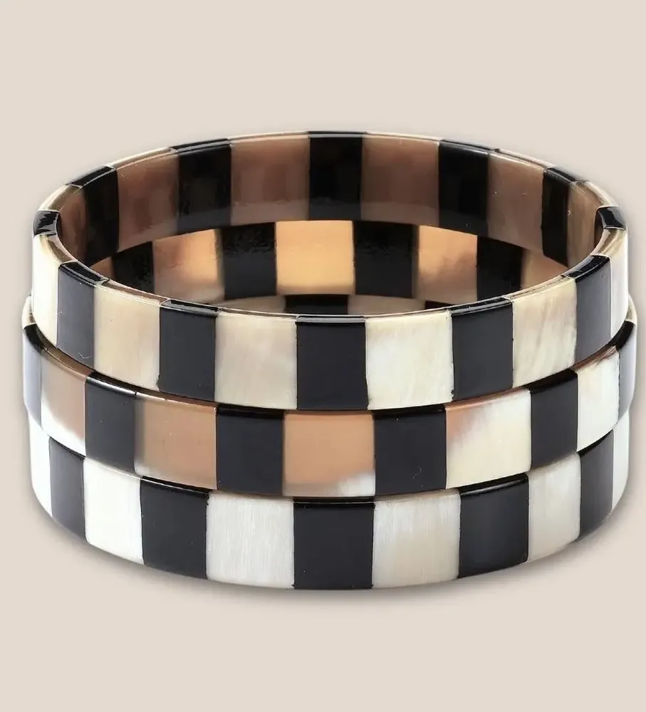 Bijoux - Bracelet Corne 10mm Rayure Noir 04 - VENTILLO - MALUNE