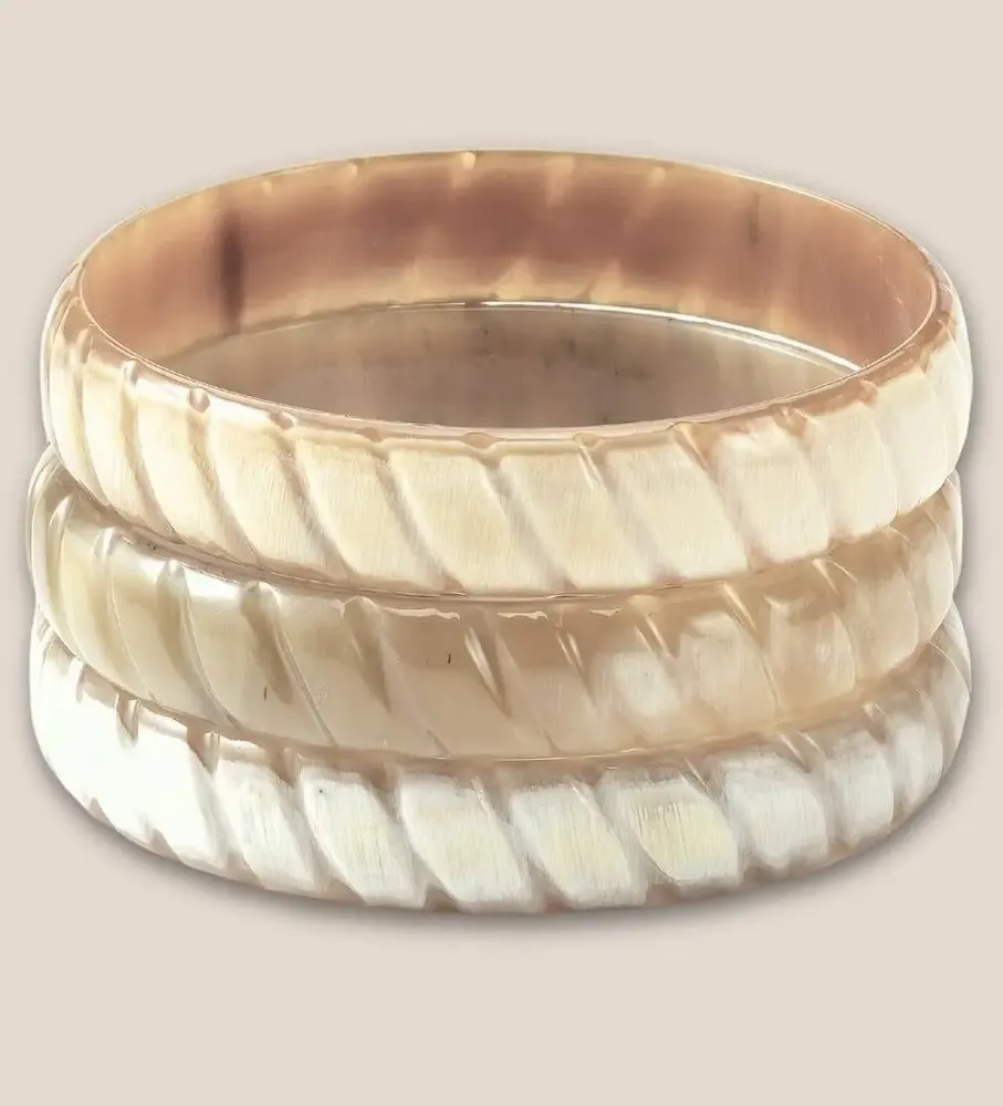 Bijoux - Bracelet Corne Blanc Grave 12mm - VENTILLO - MALUNE