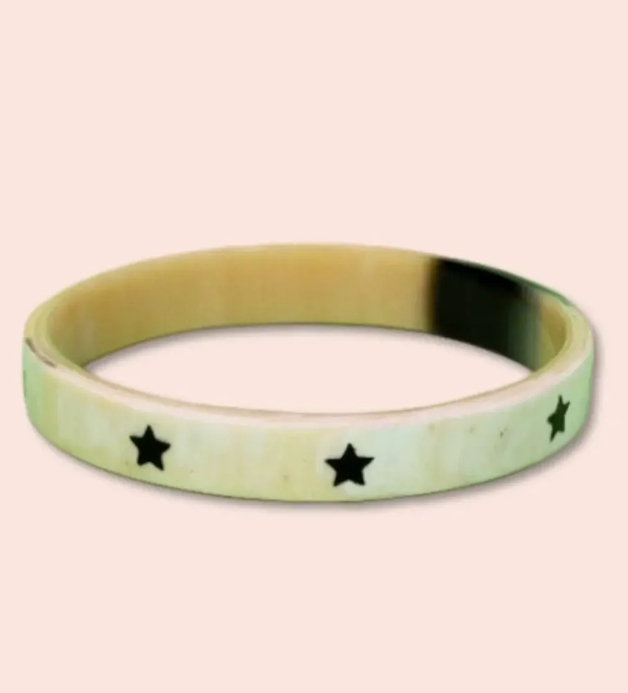 Bijoux - Bracelet Corne 10mm Etoiles Noir 04 - VENTILLO - MALUNE