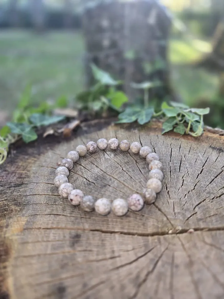 Bijoux - BRACELET PIERRE RONDE AGATE FOSSILE - VENTILLO - MALUNE