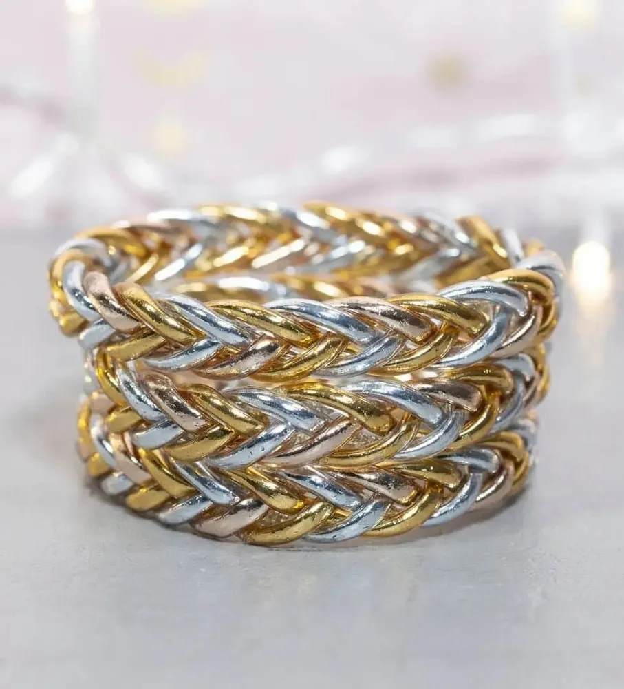 Bijoux - Jonc Bouddhiste Tressé 3 Couleurs - VENTILLO - MALUNE