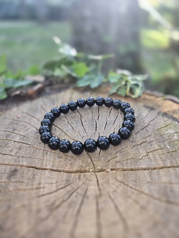 Bijoux - BRACELET PIERRE RONDE OBSIDIENNE NOIRE - VENTILLO - MALUNE