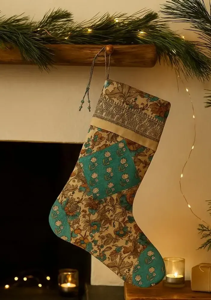 Guirlandes et boules de Noël - Chaussette de Noël artisanale intemporelle - I WAS A SARI