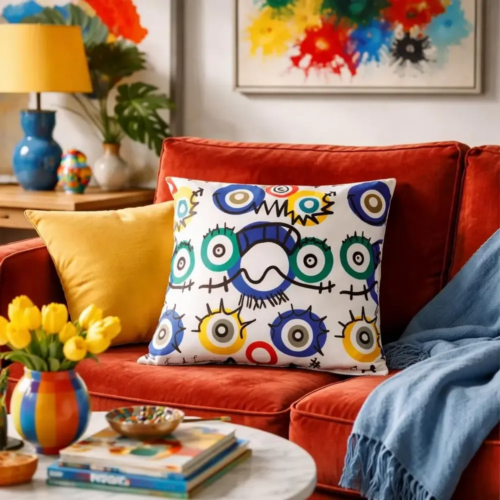 Fabric cushions - Ojitos decorative pillow 60 x 60 - Design by Juan de Lascurain - ARTDECORIS