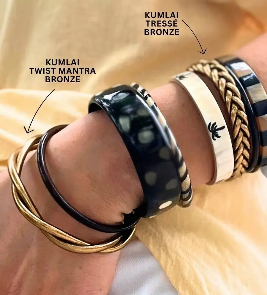 Bijoux - Jonc Bouddhiste Twist Mantra Bronze - M 62mm - JOLIE JULIE