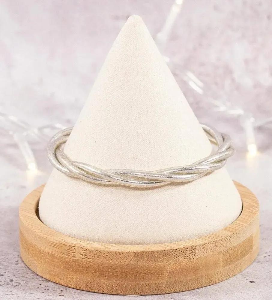 Bijoux - Jonc bouddhiste twist fin argent - JOLIE JULIE