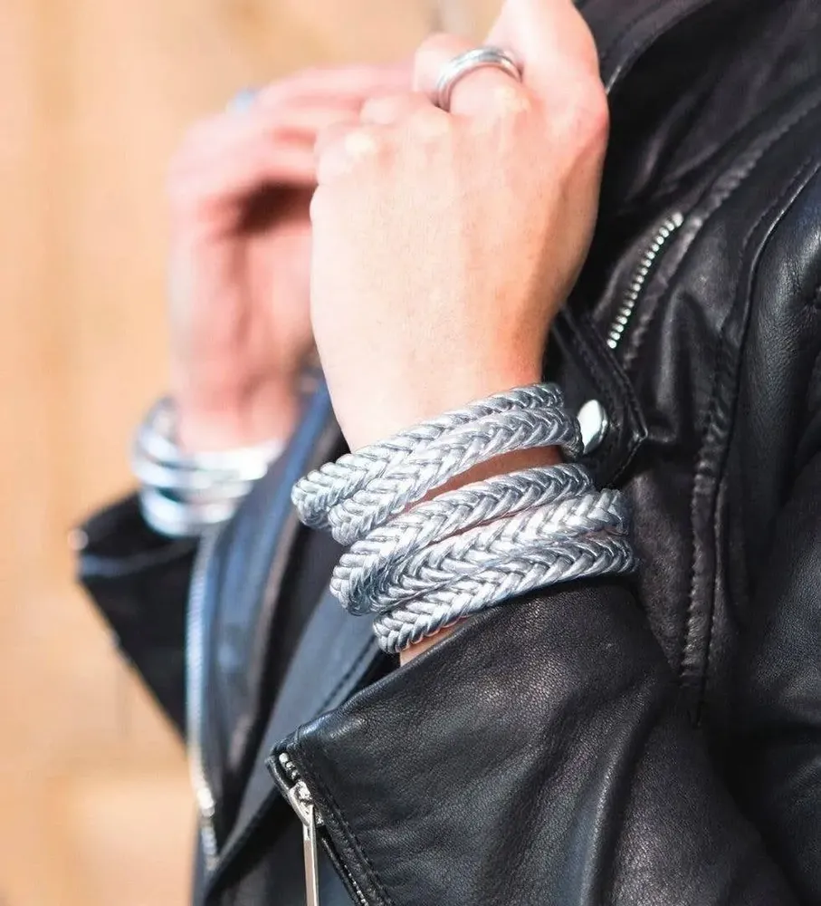 Bijoux - Jonc Bouddhiste Traditionnel Tresse Argent - JOLIE JULIE