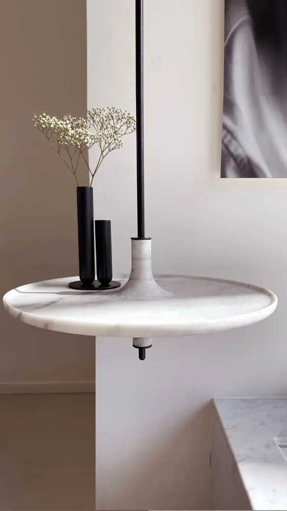 Bathroom equipment - Spinning top shelf TOUPY - Carrara white marble - MADEMOISELLE JO