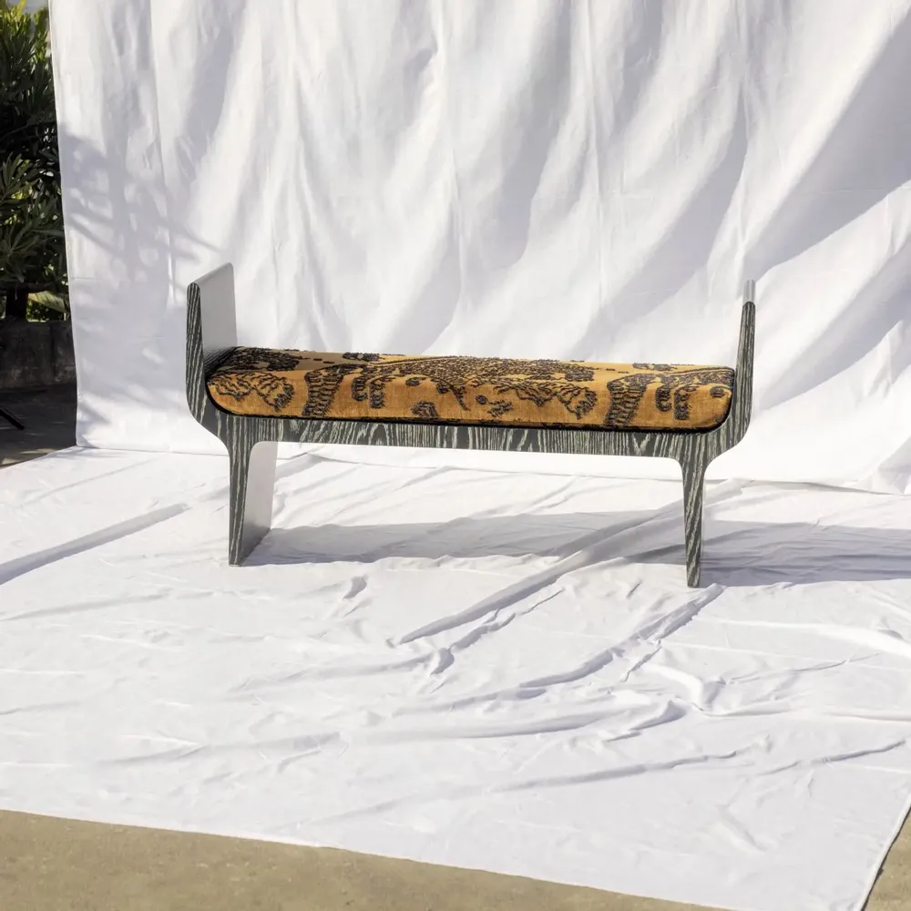 Banquettes pour collectivités - Copacabana Banc en Placage de Chêne Cérusé Noir - DUISTT