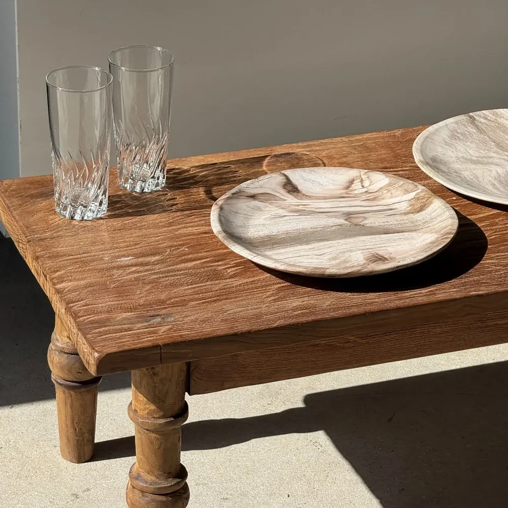 Unique pieces - Empty pocket, dish or circular plate in striped gray petrified wood - OFFICE OBJETS