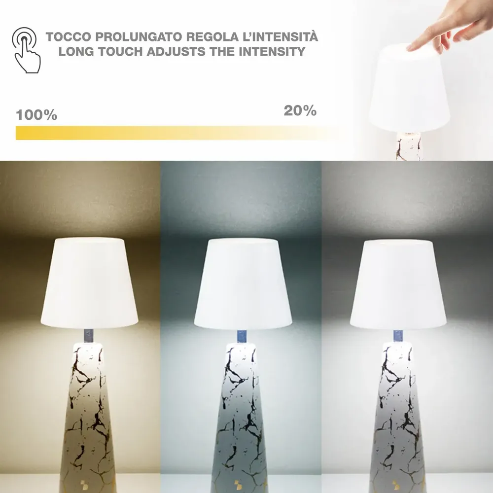 Lampes de table - BEPER P207ILI500 Lampe de table rechargeable sans fil MARBRE - BEPER SRL