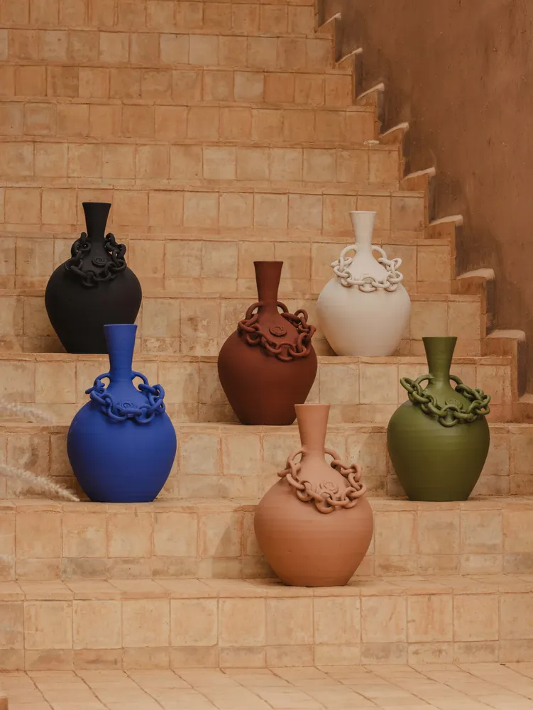 Céramique - Vase artisanal Liora – céramique chaîne sculptée, design contemporain - LOULE INTERIEUR