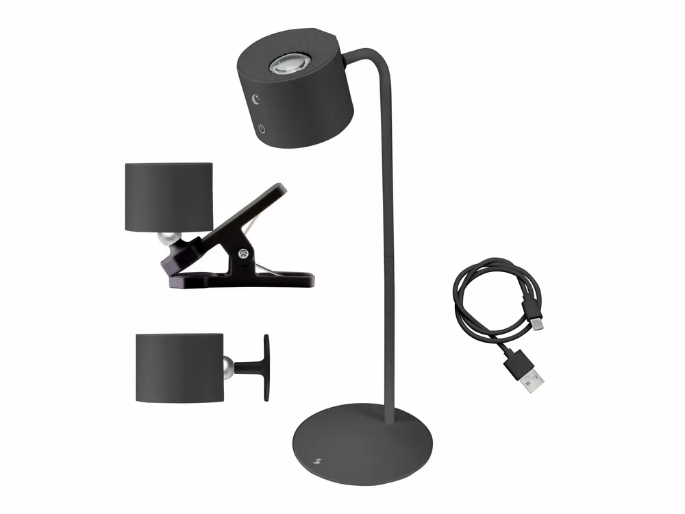 Lampes à poser - BEPER P201UTP304 Lampe Luminì à 3 fonctions, lampe avec clip et accessoire mural inclus, câble USB rechargeable inclus, tactile, noir - BEPER SRL