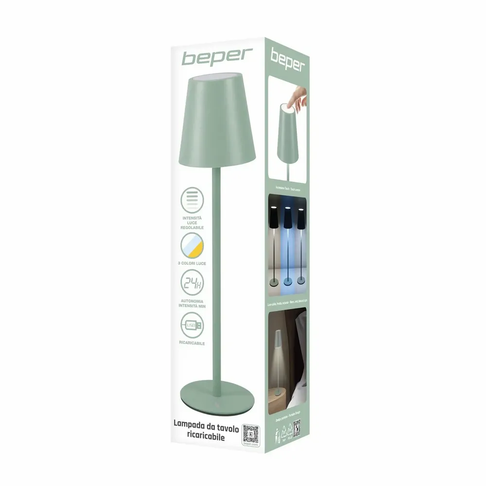 Lampes à poser - BEPER P207ILI203 Lampe de table rechargeable, lumière LED sans fil, intensité réglable, USB inclus - Portable pour le bureau, la table de nuit ou l'ex - BEPER SRL
