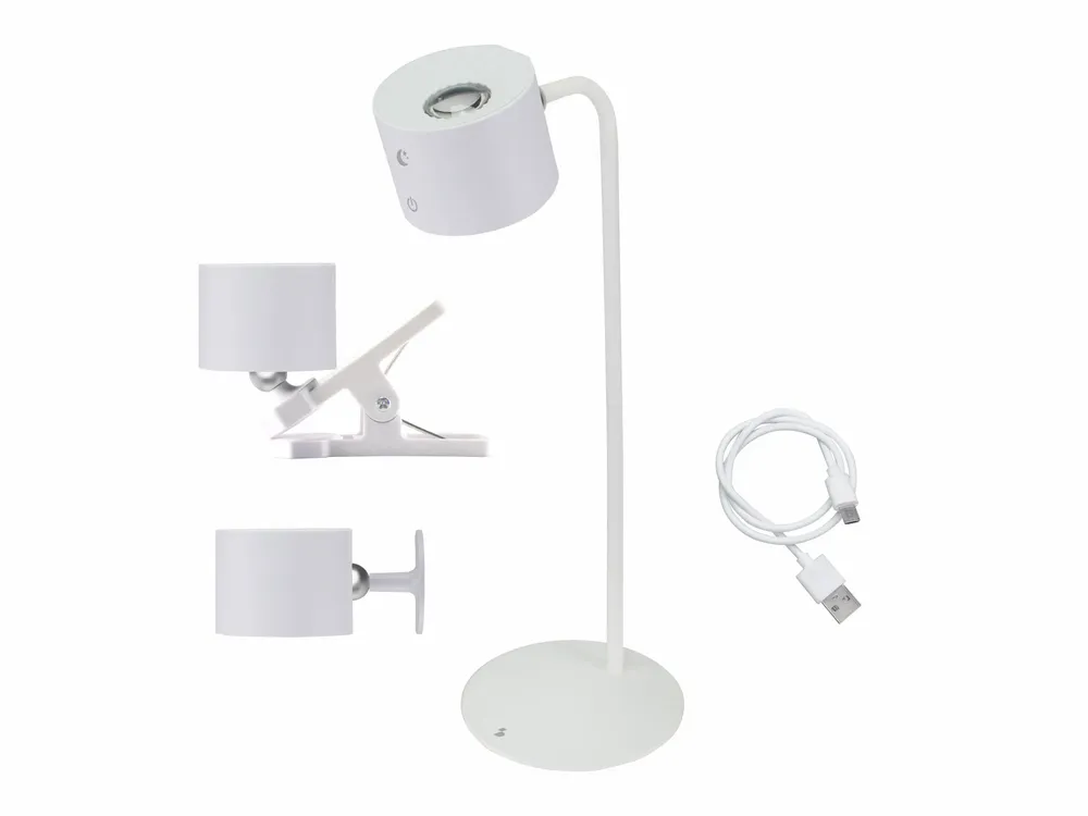 Lampes à poser - BEPER P201UTP303 Lampe Luminì à 3 fonctions, lampe avec clip et accessoire mural inclus, câble USB rechargeable inclus, tactile, blanc - BEPER SRL