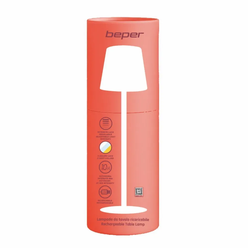 Lampes à poser - BEPER P207ILI206 Lampe de table rechargeable, lumière LED sans fil, intensité réglable, lampe de chevet, USB inclus – Portable pour bureau - BEPER SRL