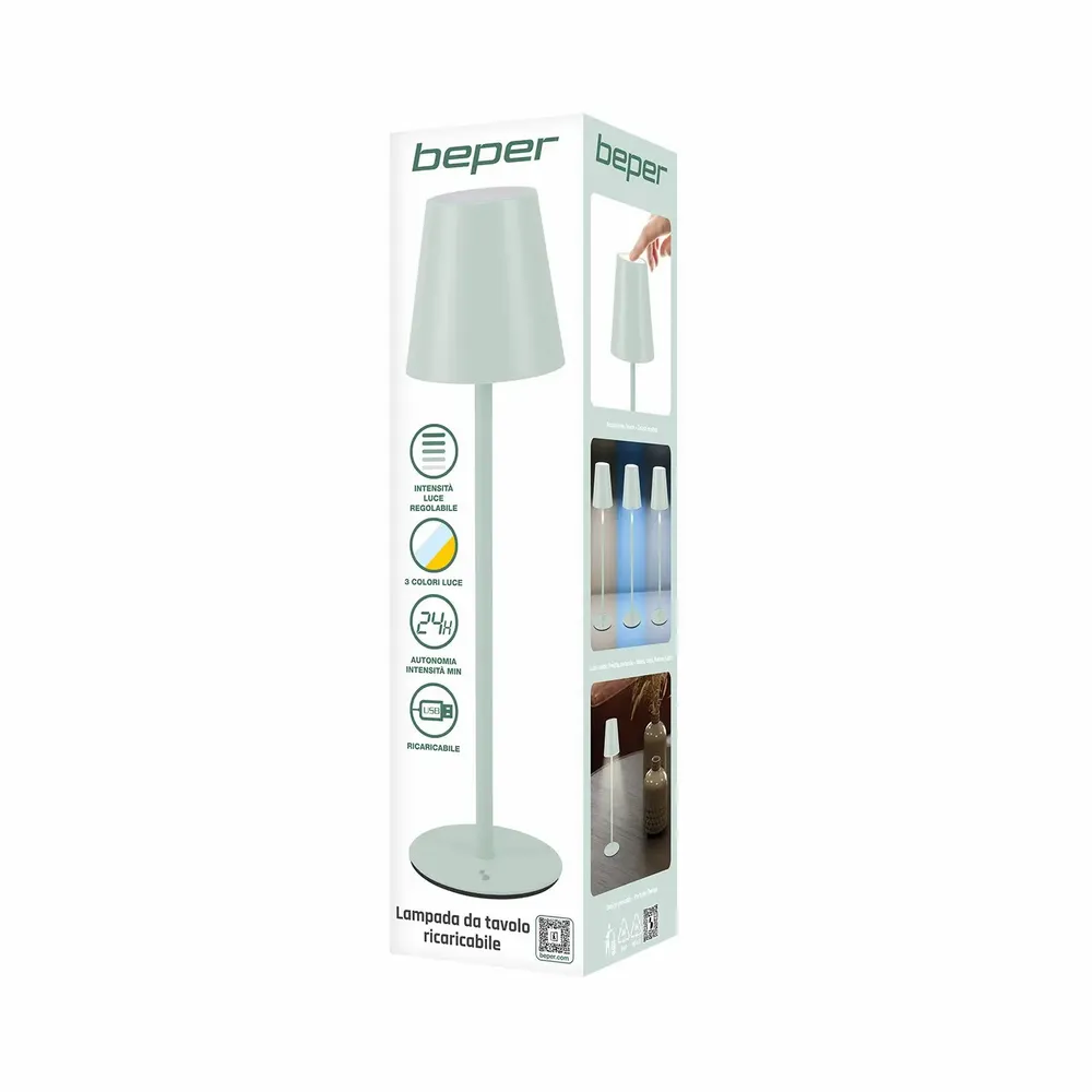 Table lamps - BEPER P207ILI208 Rechargeable Table Lamp, Wireless LED Light, Dimmable, Bedside Lamp, USB Included - BEPER SRL