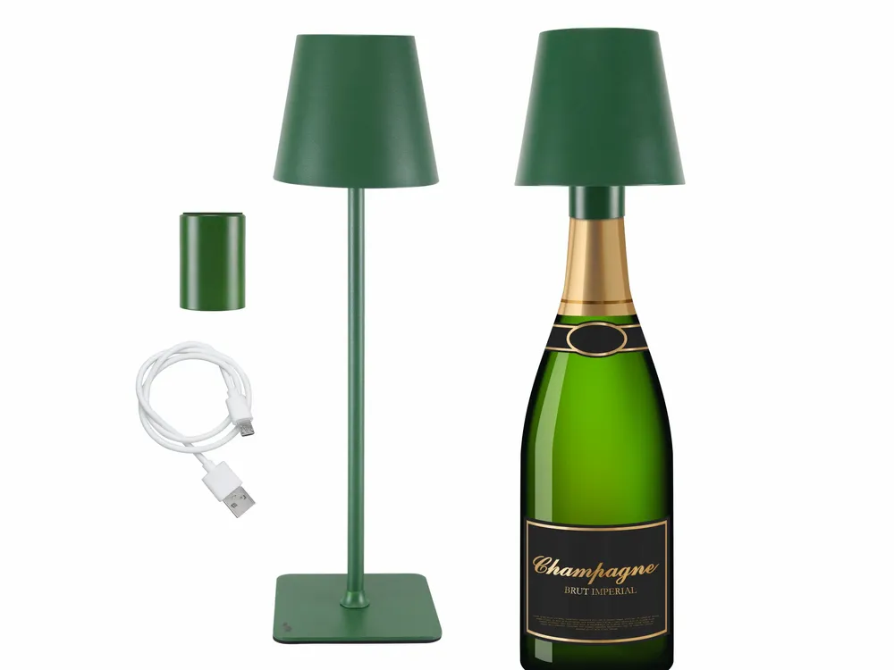 Table lamps - BEPER P201UTP115 2-in-1 Wireless Table Lamp, Touch Desk Lamp, 1.5W, Bottle adapter included, Emerald - BEPER SRL