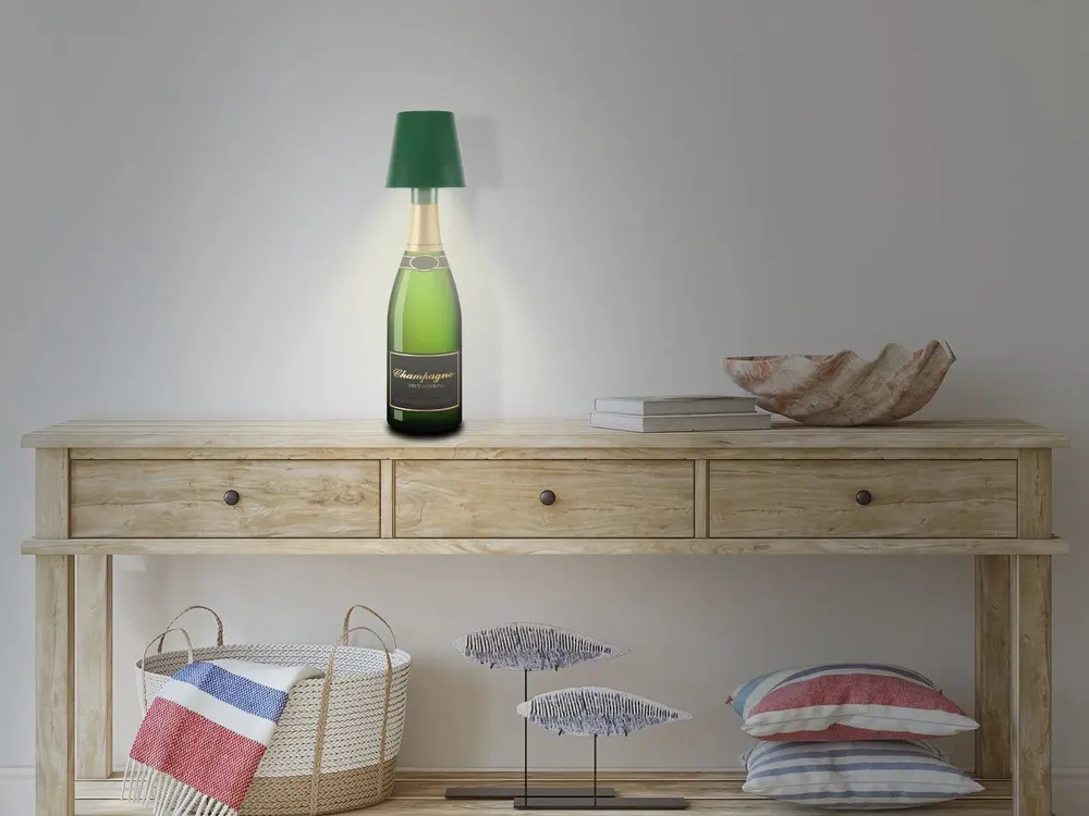 Table lamps - BEPER P201UTP115 2-in-1 Wireless Table Lamp, Touch Desk Lamp, 1.5W, Bottle adapter included, Emerald - BEPER SRL