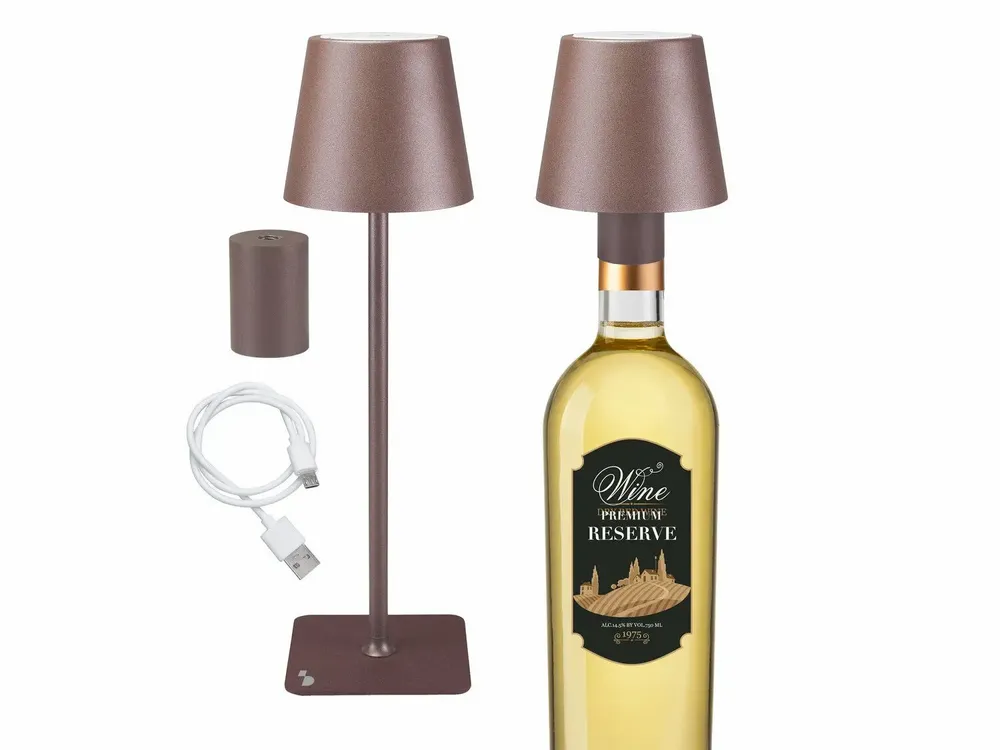 Lampes à poser - BEPER P201UTP120 2in1 Wireless Desk Lamp, Touch Desk Lamp, 1.5W, Adaptateur de bouteille inclus, Corten - BEPER SRL