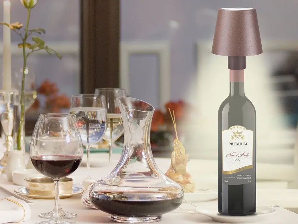 Lampes à poser - BEPER P201UTP120 2in1 Wireless Desk Lamp, Touch Desk Lamp, 1.5W, Adaptateur de bouteille inclus, Corten - BEPER SRL