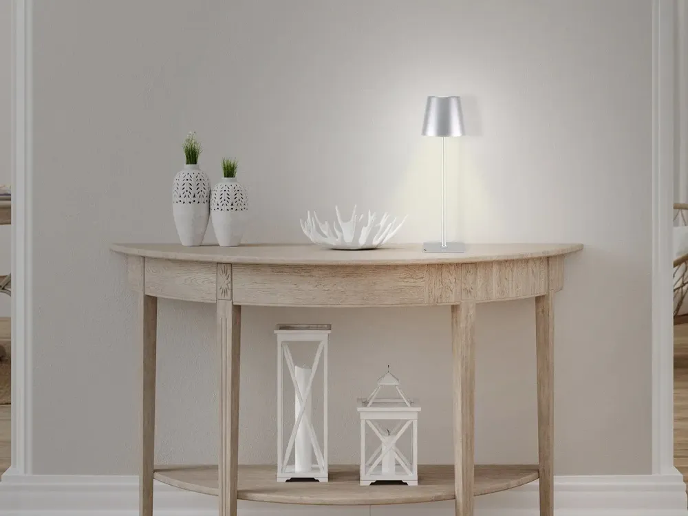 Lampes à poser - BEPER P201UTP117 2in1 Wireless Desk Lamp, Touch Desk Lamp, 1.5W, Adaptateur de bouteille inclus, Argent - BEPER SRL