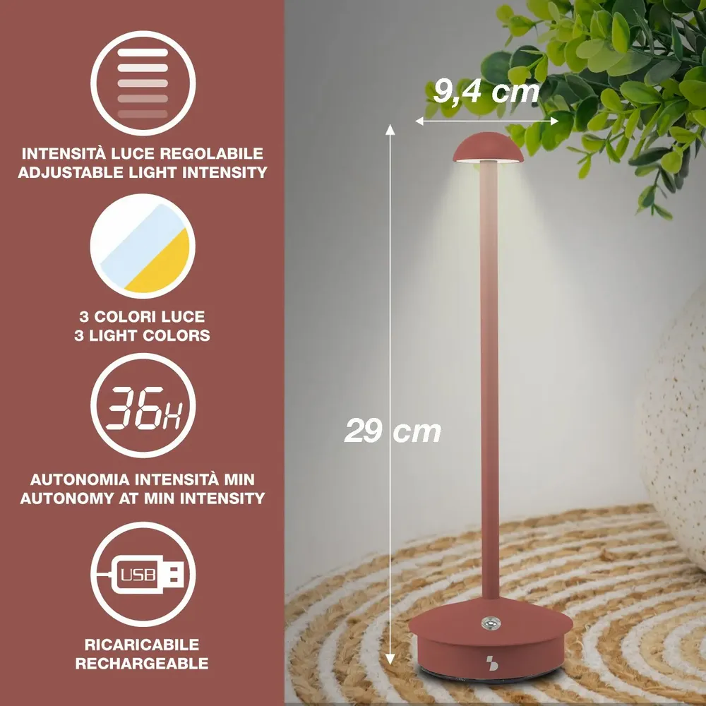 Table lamps - BEPER P207ILI151 Wireless Rechargeable Table Lamp, 3 Colour Tones, Dimmable, USB Type-C Included - BEPER SRL