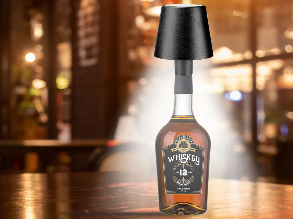 Lampes à poser - BEPER P201UTP118 2in1 Wireless Desk Lamp, Touch Desk Lamp, 1.5W, Adaptateur de bouteille inclus, Noir - BEPER SRL