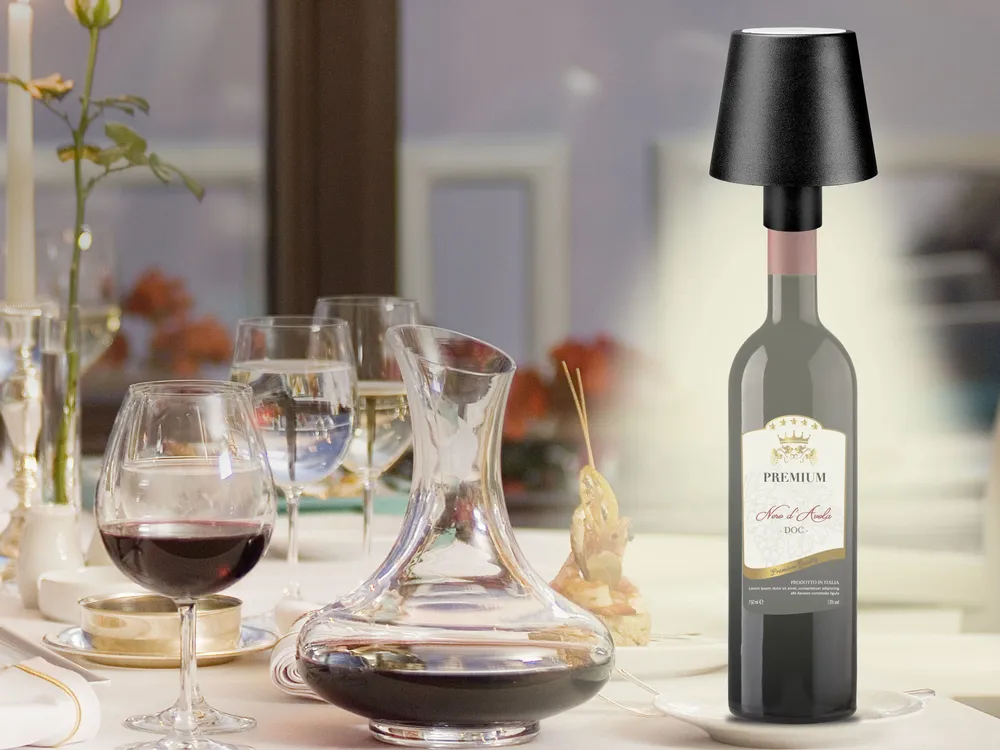 Lampes à poser - BEPER P201UTP118 2in1 Wireless Desk Lamp, Touch Desk Lamp, 1.5W, Adaptateur de bouteille inclus, Noir - BEPER SRL