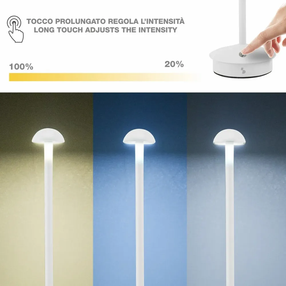 Table lamps - BEPER P207ILI154 Wireless Rechargeable Table Lamp, 3 Colour Temperatures, Dimmable, USB Type-C Included, Portable Desk Lamp - BEPER SRL