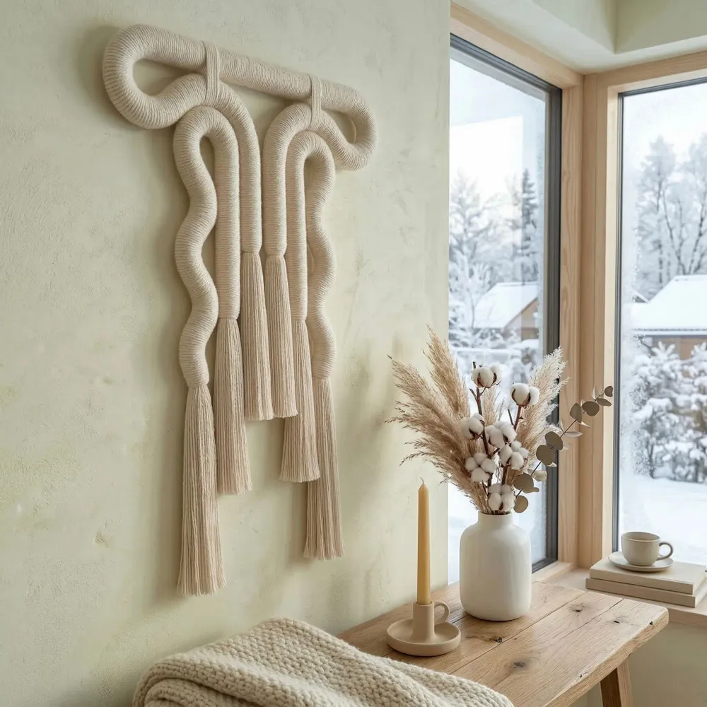 Other wall decoration - Large Modern Macrame Wall Hanging - Cream - SARMAL DESIGN
