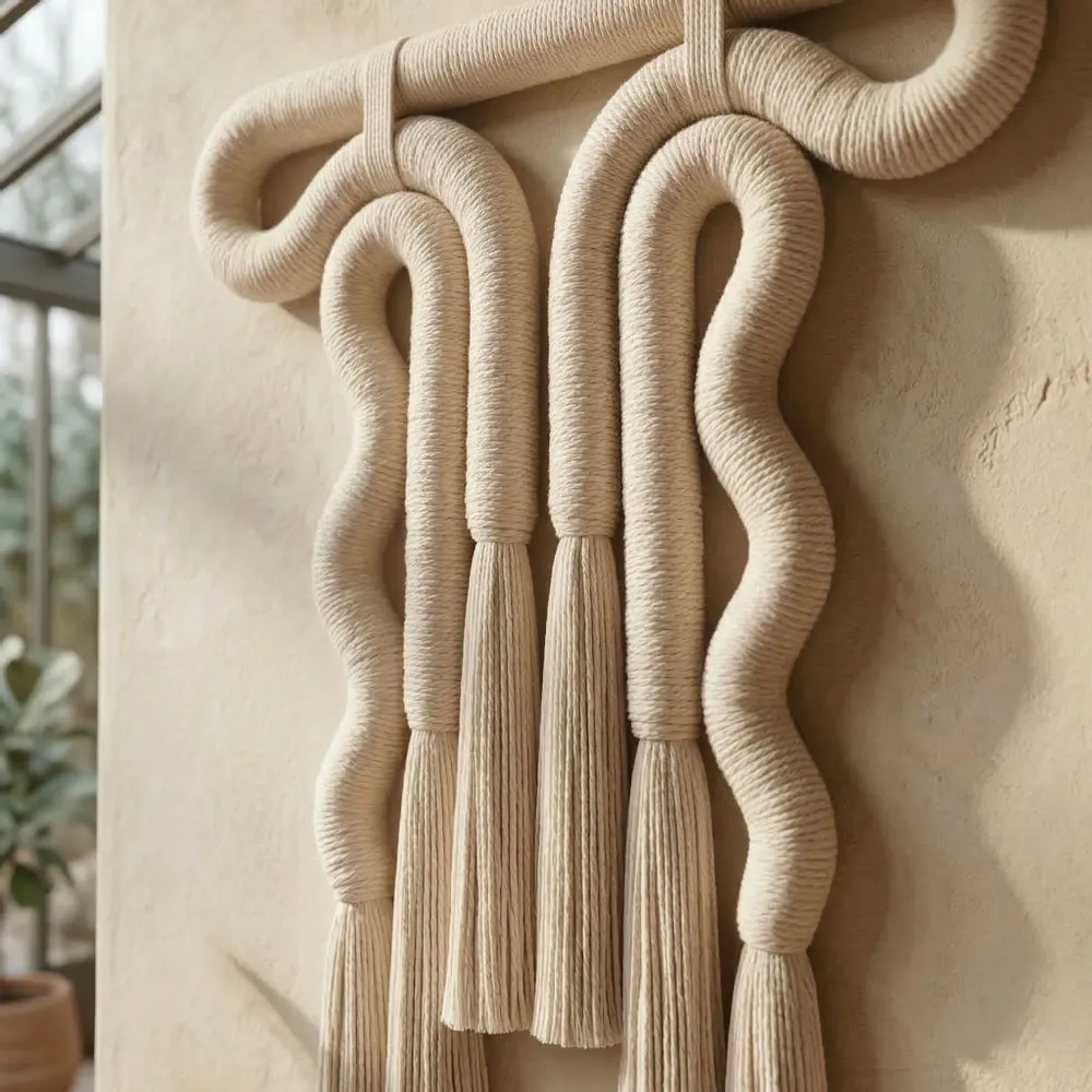 Other wall decoration - Large Modern Macrame Wall Hanging - Cream - SARMAL DESIGN