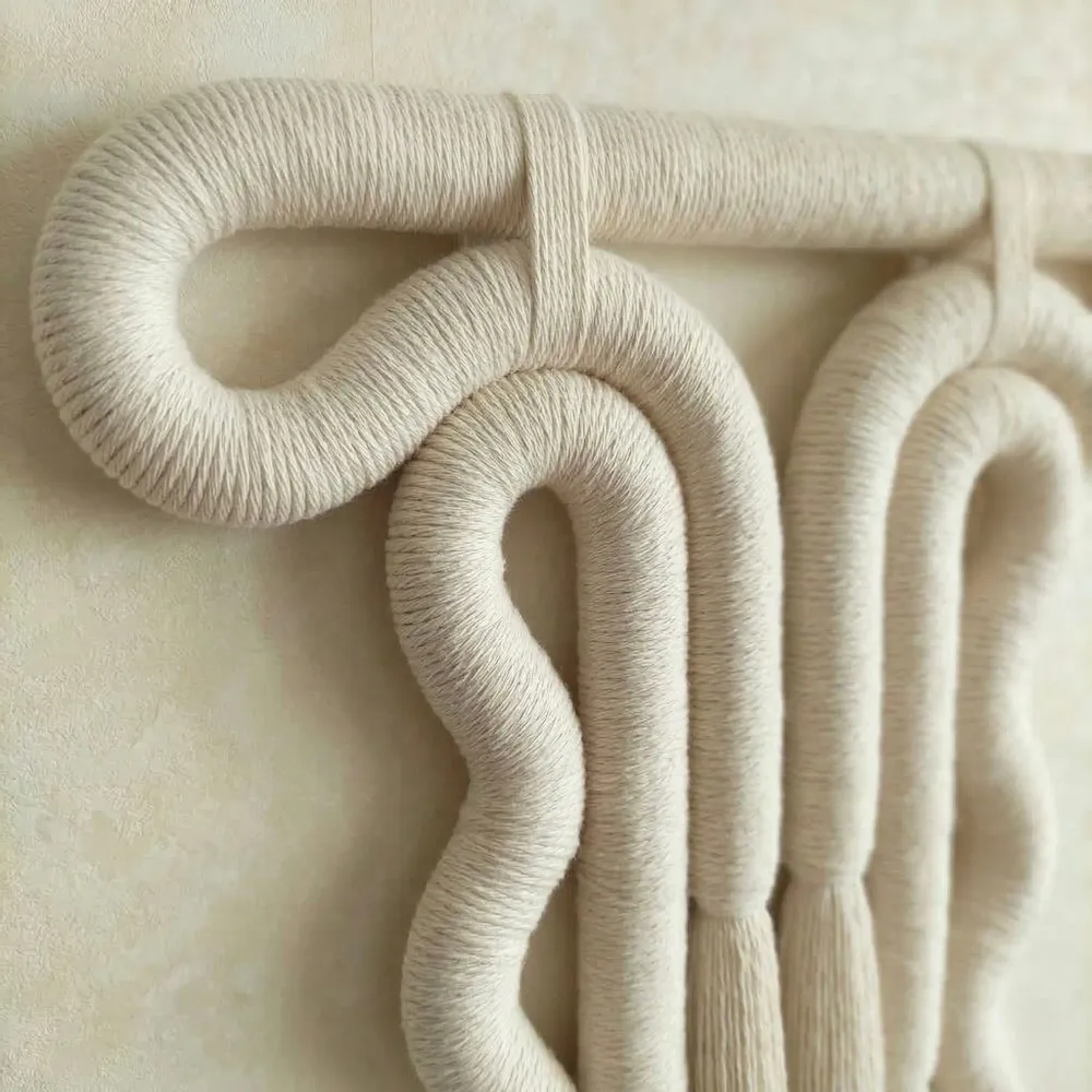 Other wall decoration - Large Modern Macrame Wall Hanging - Cream - SARMAL DESIGN