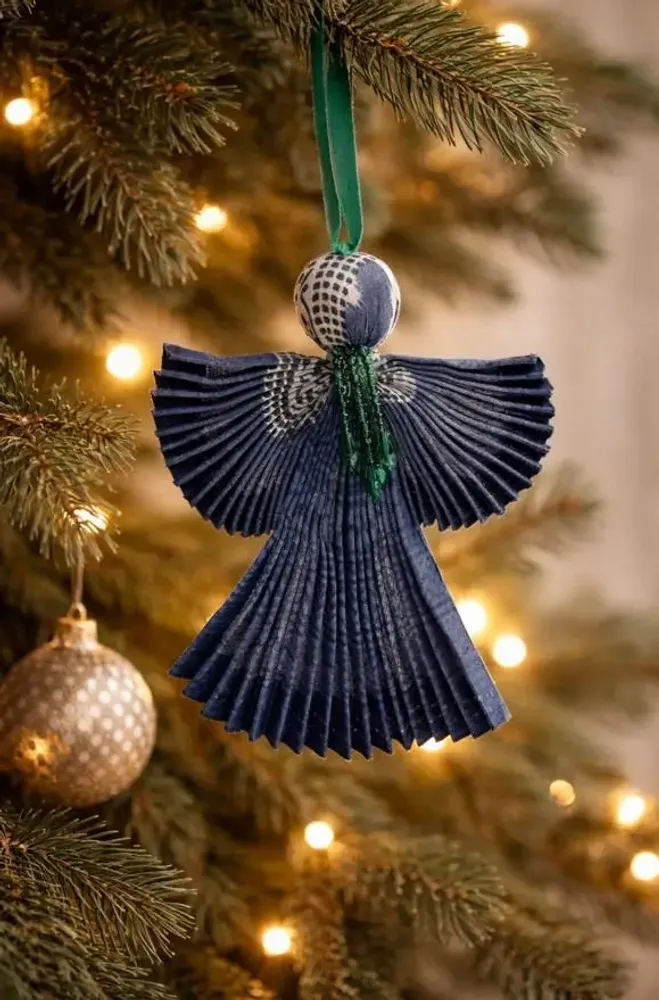 Christmas garlands and baubles - Angel ornament made from upcyled saris - I WAS A SARI