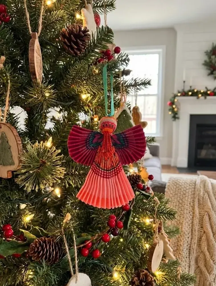 Christmas garlands and baubles - Angel ornament made from upcyled saris - I WAS A SARI