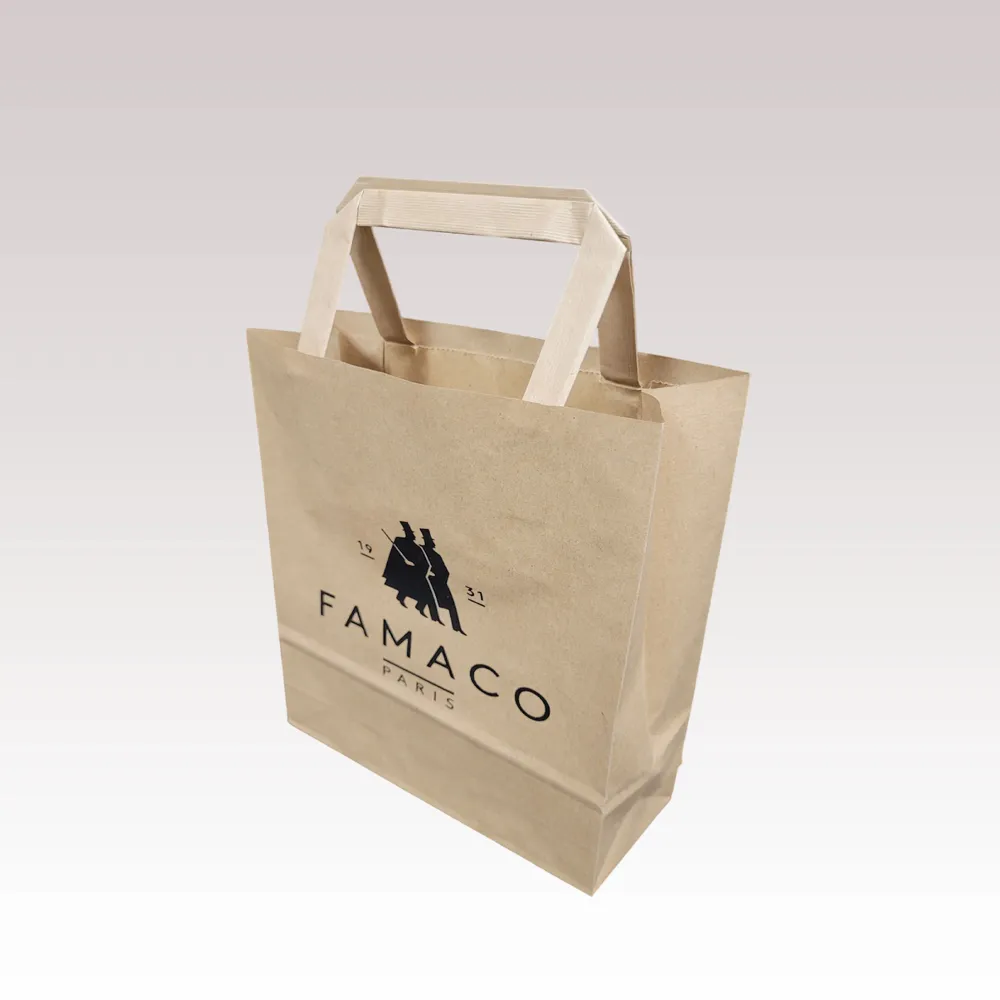 Sacs et cabas - Sac Papier Poignées Plates Kraft Havane - LE SAC PUB SUR MESURE BY AIRIPLAST