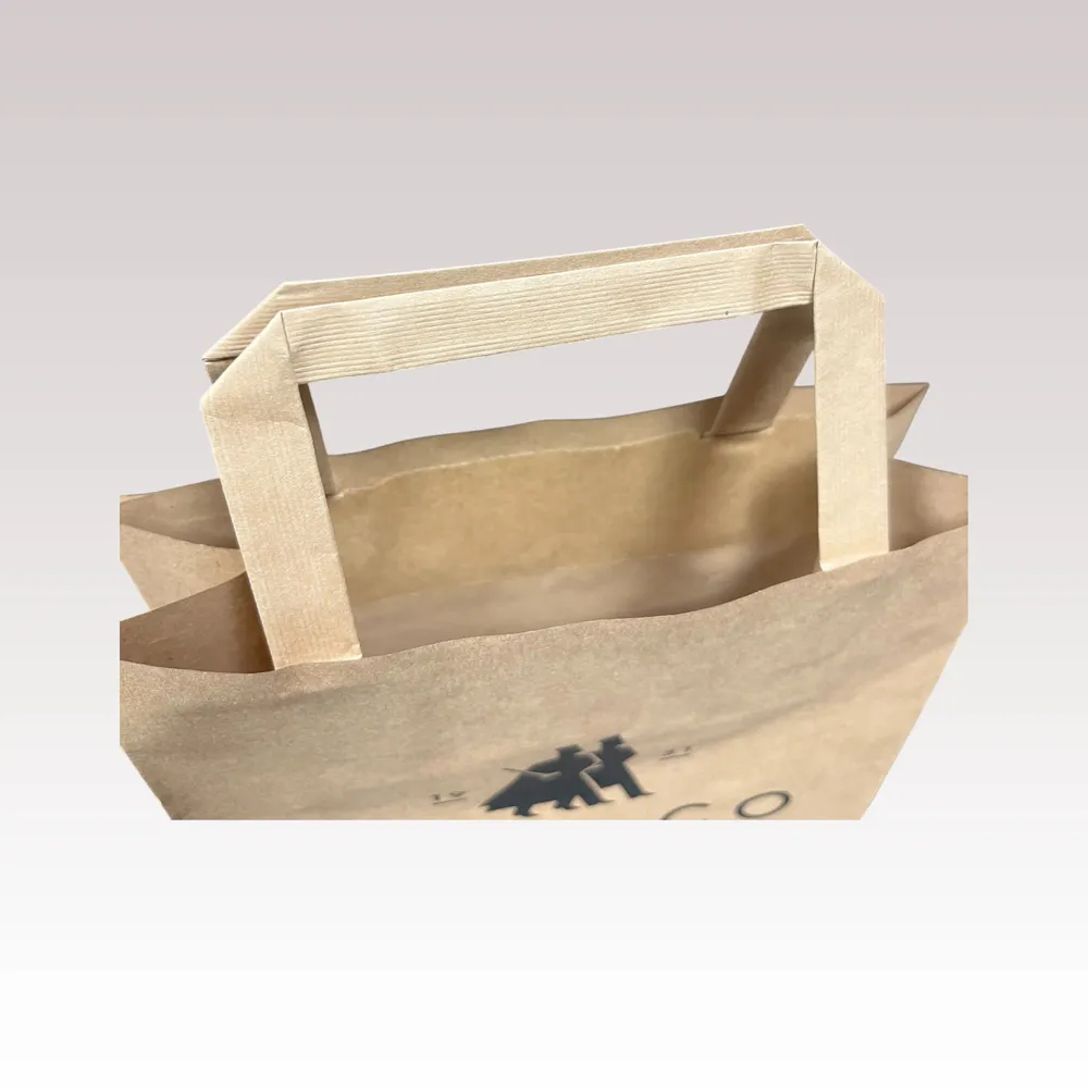 Sacs et cabas - Sac Papier Poignées Plates Kraft Havane - LE SAC PUB SUR MESURE BY AIRIPLAST