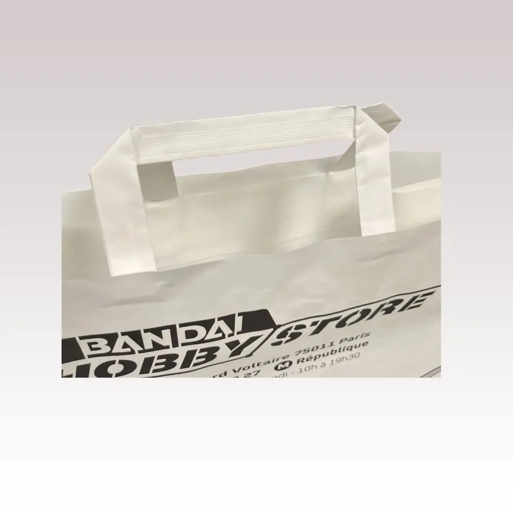 Sacs et cabas - Sac Papier Poignées Plates Kraft Blanc - LE SAC PUB SUR MESURE BY AIRIPLAST