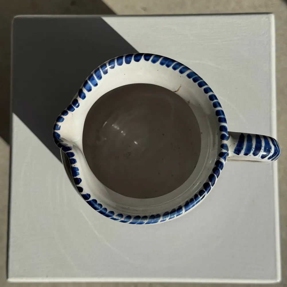 Carafes - Handmade carafe with antique blue floral decoration H17 D24.5 - OFFICE OBJETS