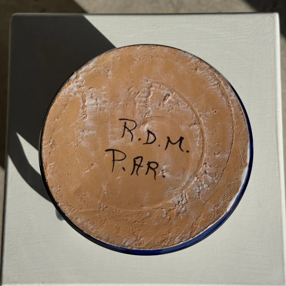 Carafes - Handmade carafe with antique blue floral decoration H17 D24.5 - OFFICE OBJETS