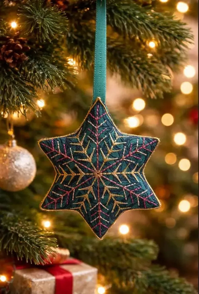 Guirlandes et boules de Noël - Décoration durable et intemporelle en forme de flocon de neige - I WAS A SARI