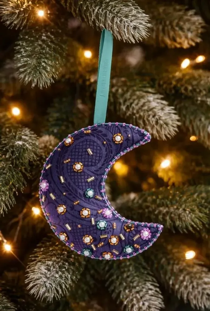 Guirlandes et boules de Noël - Décoration en forme de croissant de lune joyeuse fabriquée à partir de - I WAS A SARI