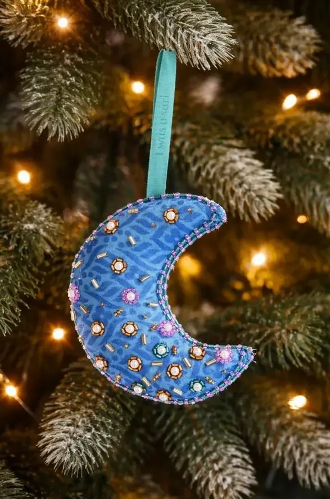 Guirlandes et boules de Noël - Décoration en forme de croissant de lune joyeuse fabriquée à partir de - I WAS A SARI