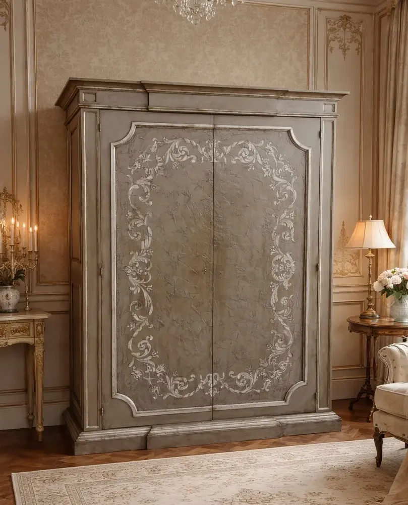 Wardrobe - "Rinascimento" Wardrobe hand decorated with spatulated finish - INTERIORS ITALIA