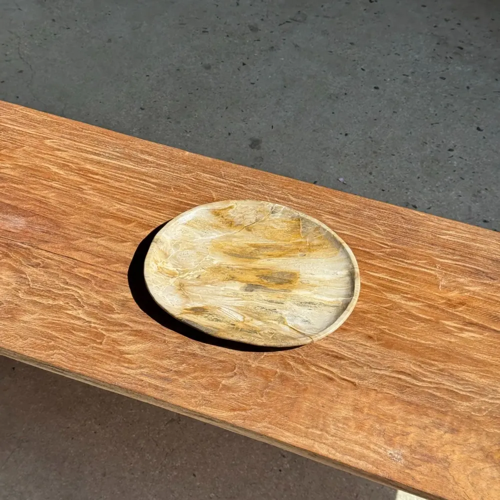 Unique pieces - Petrified wood dish or pouch empty D27x24 -3319 - OFFICE OBJETS