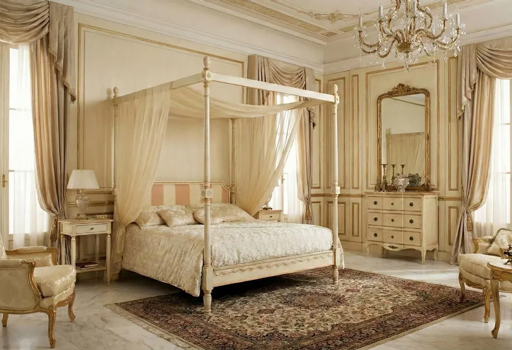 Beds - Brushed and Hand-painted French Provincial Beds - INTERIORS ITALIA